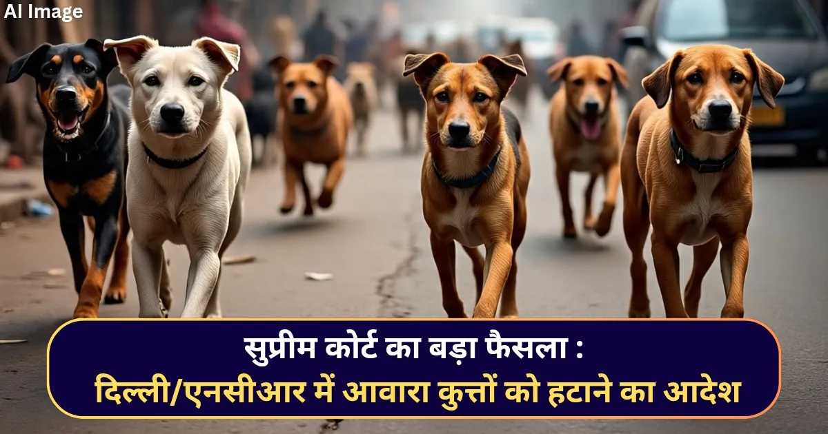 सुप्रीम कोर्ट का बड़ा फैसला दिल्लीएनसीआर में आवारा कुत्तों को हटाने का आदेश