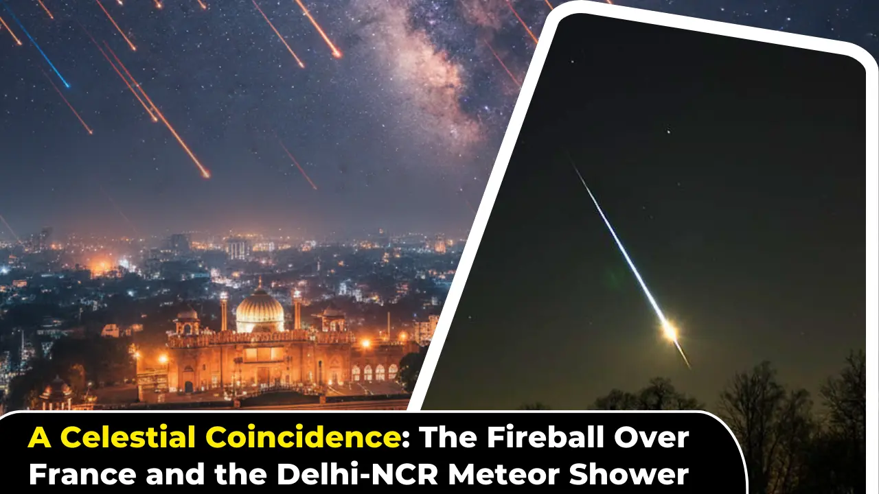 A Celestial Coincidence The Fireball Over France and the Delhi-NCR Meteor Shower