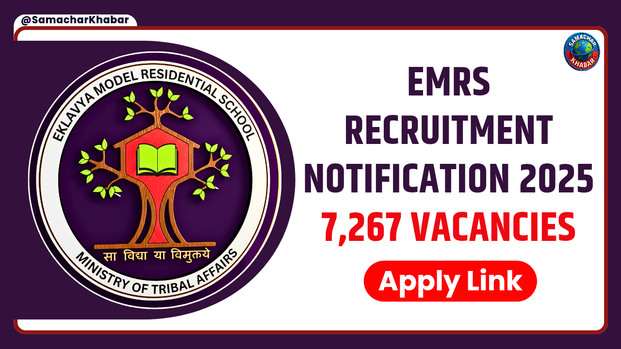 EMRS Recruitment Notification 2025: 12th and Graduated Pass 7,267 vacancies, Online Apply Link 