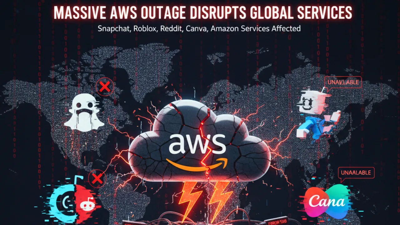 Massive AWS Outage Disrupts Snapchat, Roblox, Reddit, Canva, and Amazon Services Globally