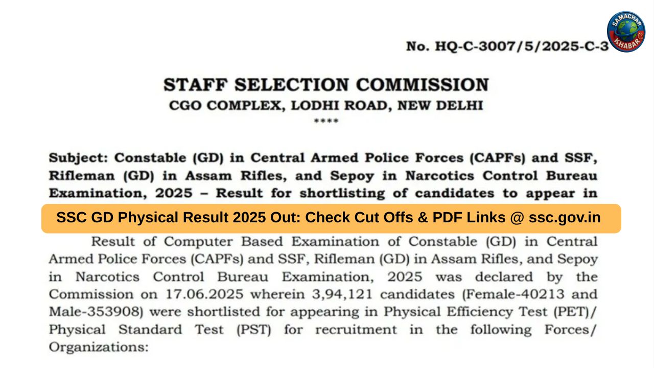SSC GD Physical Result 2025 Out