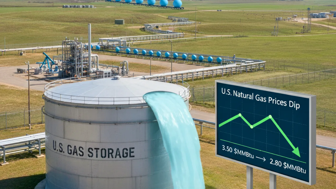 U.S. Natural Gas Prices Dip as Storage Surplus Expands Despite Mild Weather