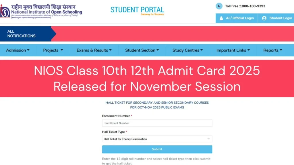 NIOS Class 10 12 Admit Card 2025 Released | Download Hall Ticket for November Exams @ sdmis.nios.ac.in 2 image 108