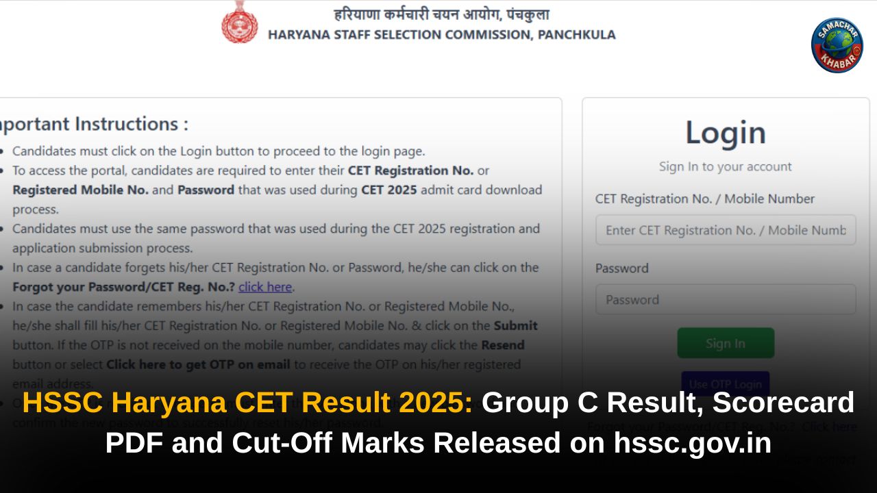 HSSC Haryana CET Result 2025: Group C Result, Scorecard PDF and Cut-Off Marks Released on hssc.gov.in