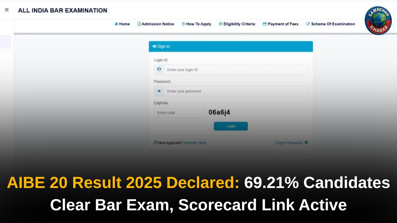 AIBE 20 Result 2025 Declared 69.21% Candidates Clear Bar Exam, Scorecard Link Active