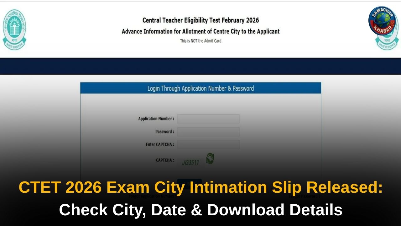 CTET 2026 Exam City Intimation Slip Released