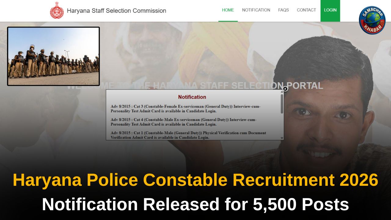 Haryana Police Constable Recruitment 2026 Notification Released for 5,500 Posts