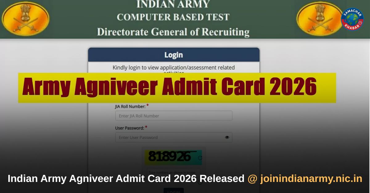 Indian Army Agniveer Admit Card 2026 @ joinindianarmy.nic.in