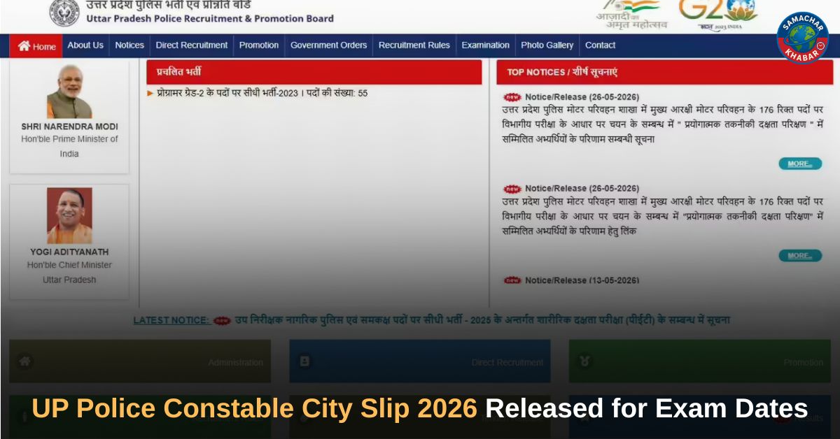 UP Police Constable City Slip 2026 Released for Exam Dates