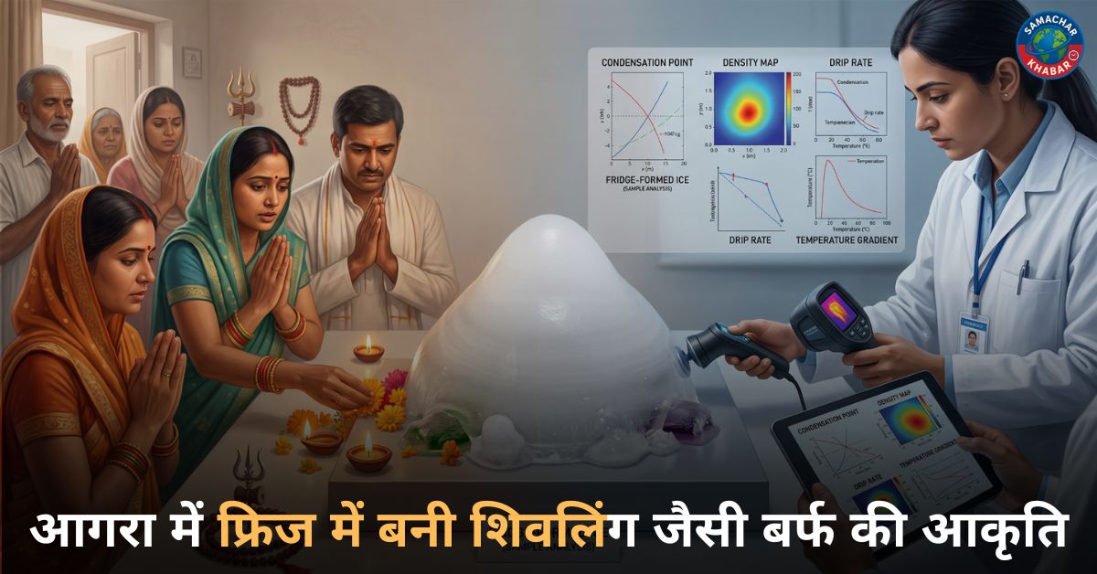 आगरा में फ्रिज में बनी शिवलिंग जैसी बर्फ की आकृति